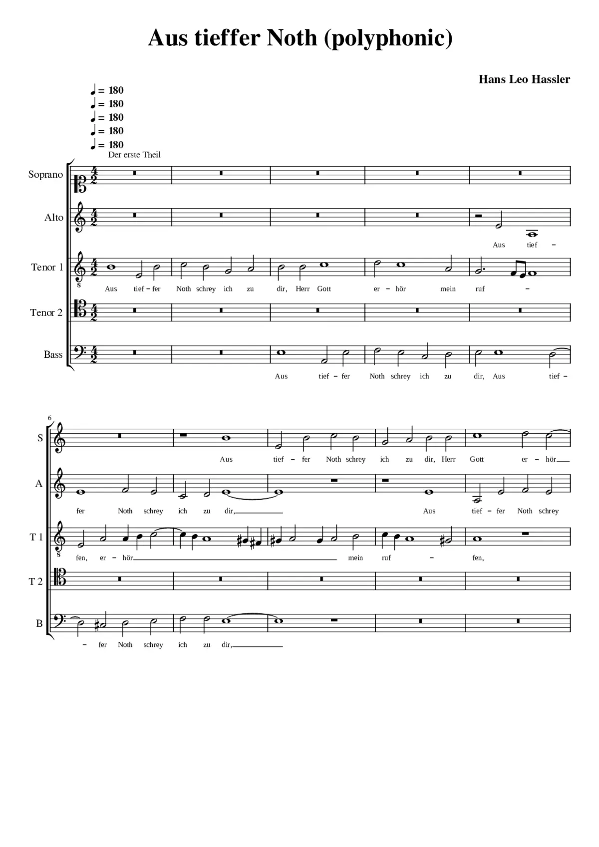 Aus tieffer Noth (polyphonic) - Page 1