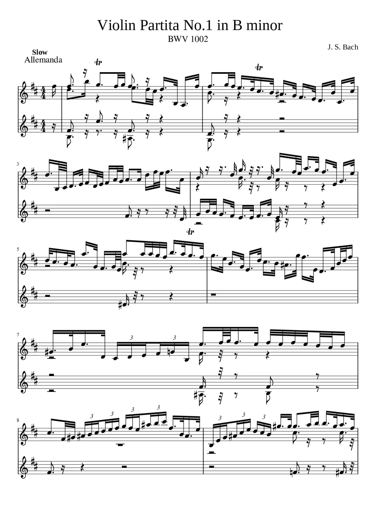 Violin Partita No.1 in B minor BWV 1002 - Page 1