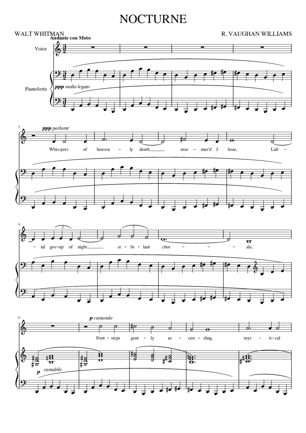 Nocturne R. VAUGHAN WILLIAMS from Three Poems by Walt Whitman - Page 1