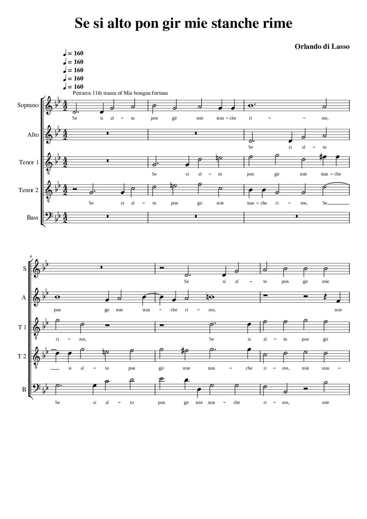 Se si alto pon gir mie stanche rime - Page 1