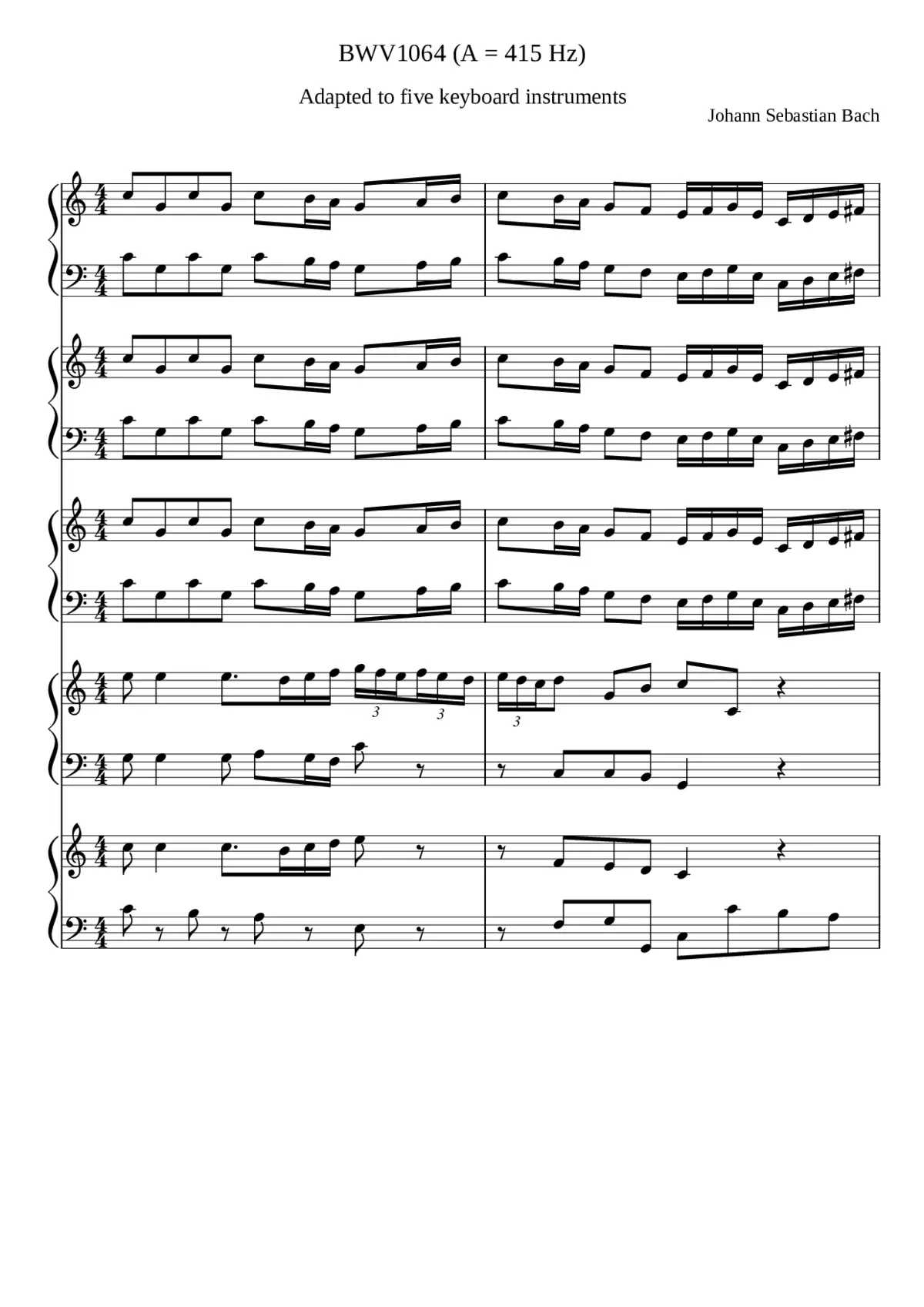 Concerto for 3 Harpsichords in C major BWV 1064 - Page 1