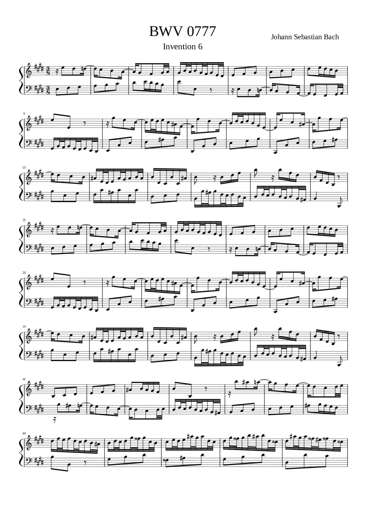 Invention in E major BWV 777 - Page 1