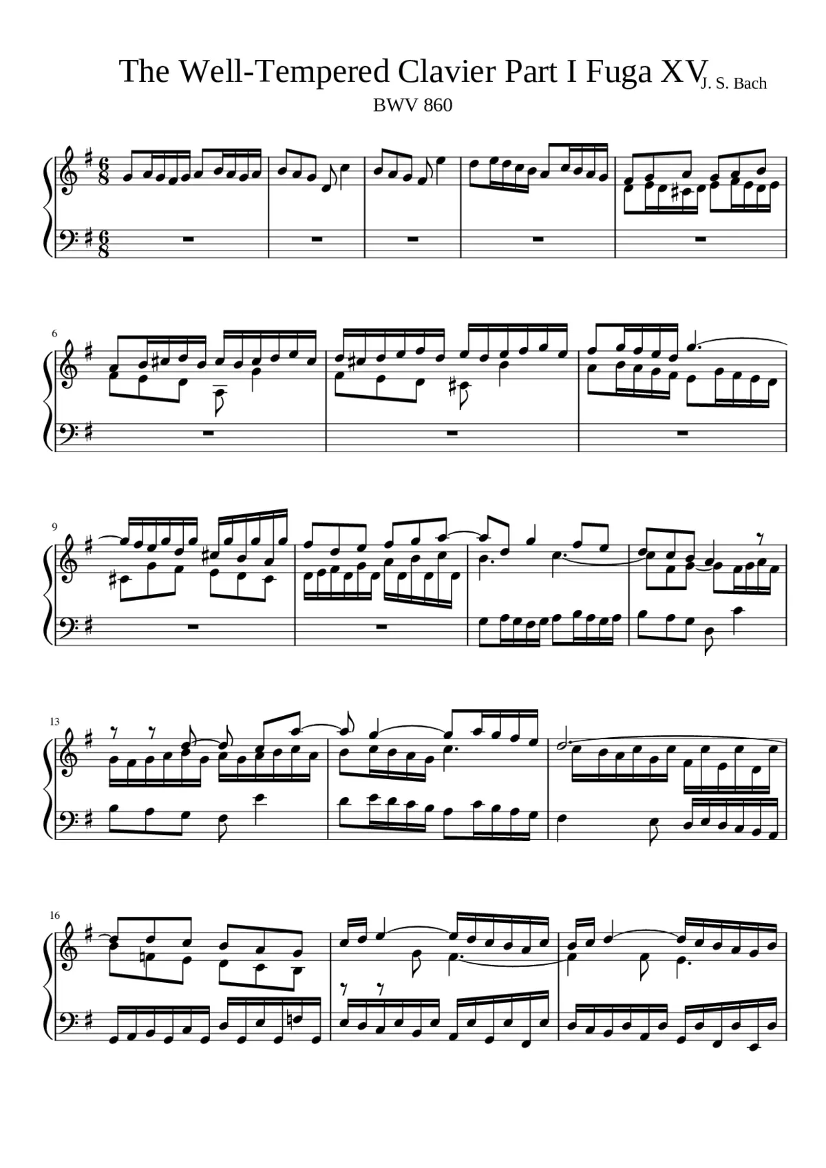 Prelude and Fugue in G major BWV 860 - Page 1