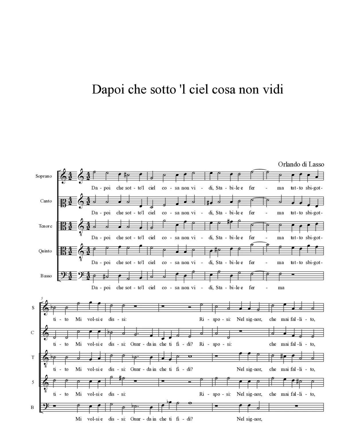 Dapoi che sotto'l ciel cosa non vidi - Page 1