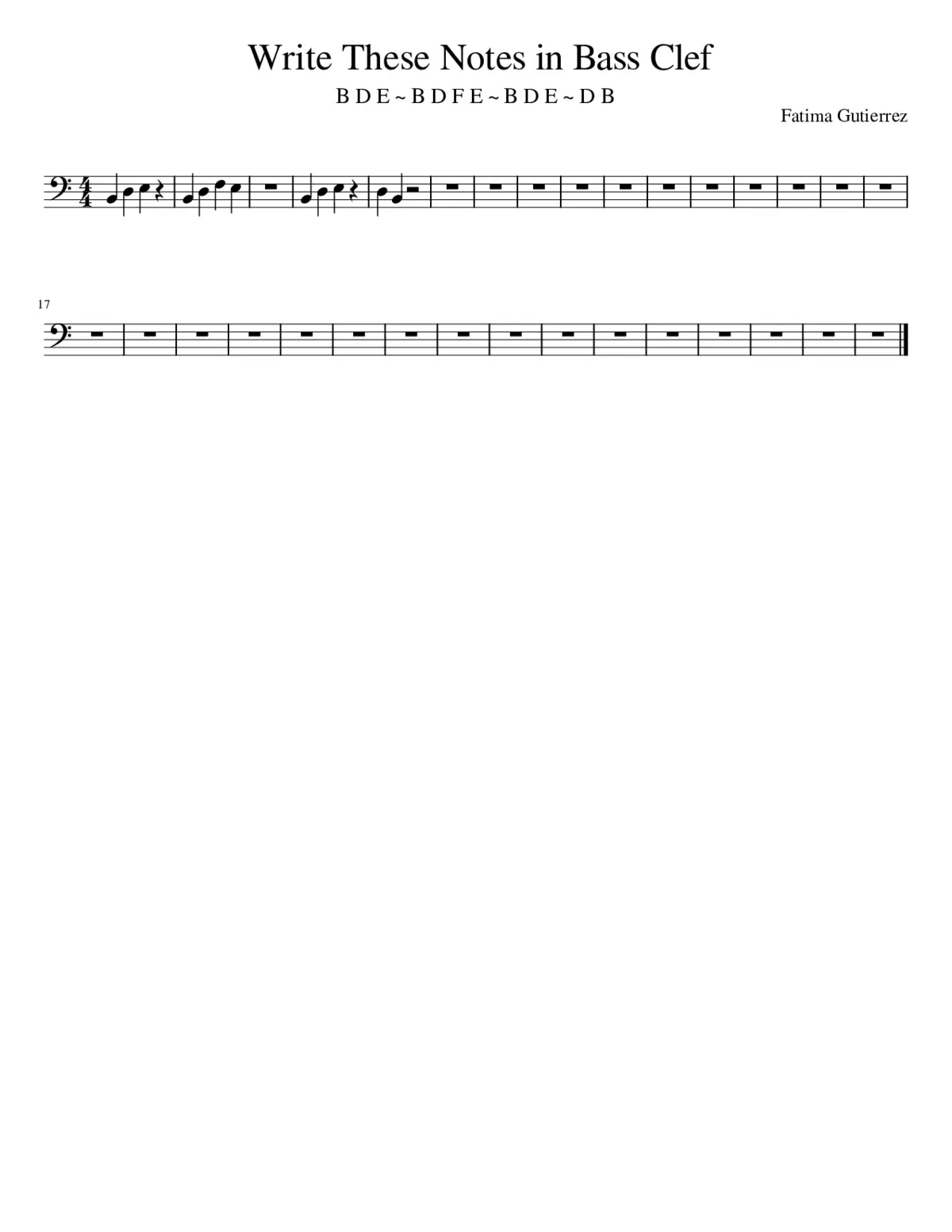 Write These Notes in Bass Clef - Page 1