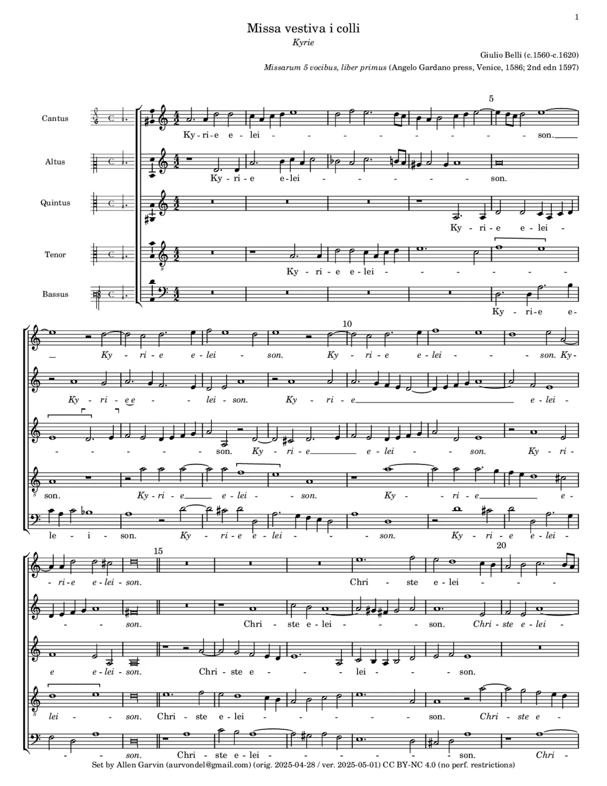 Missa Vestiva i colli - Page 1