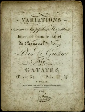Variations sur un air populaire Napolitain Intercalé dans le Ballet du Carnaval de Venize