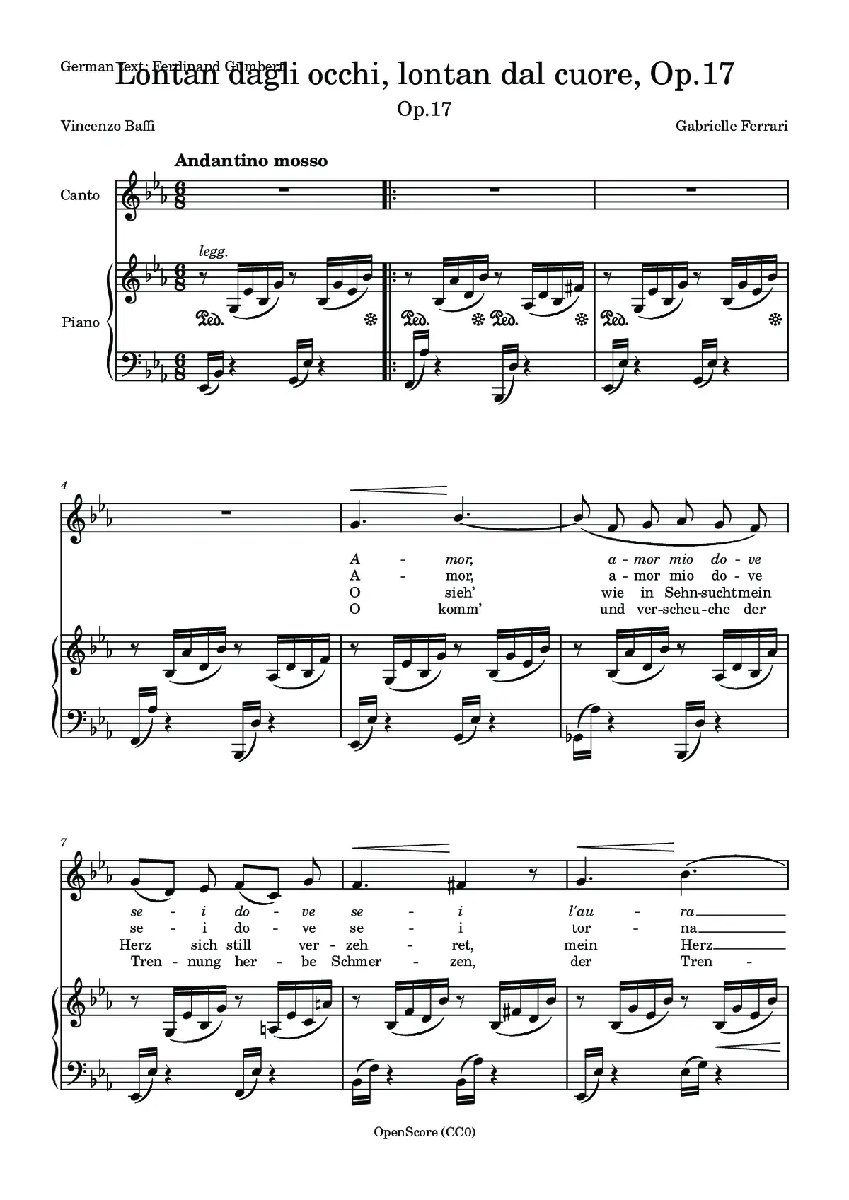 Lontan dagli occhi, lontan dal cuore, Op.17 - Page 1