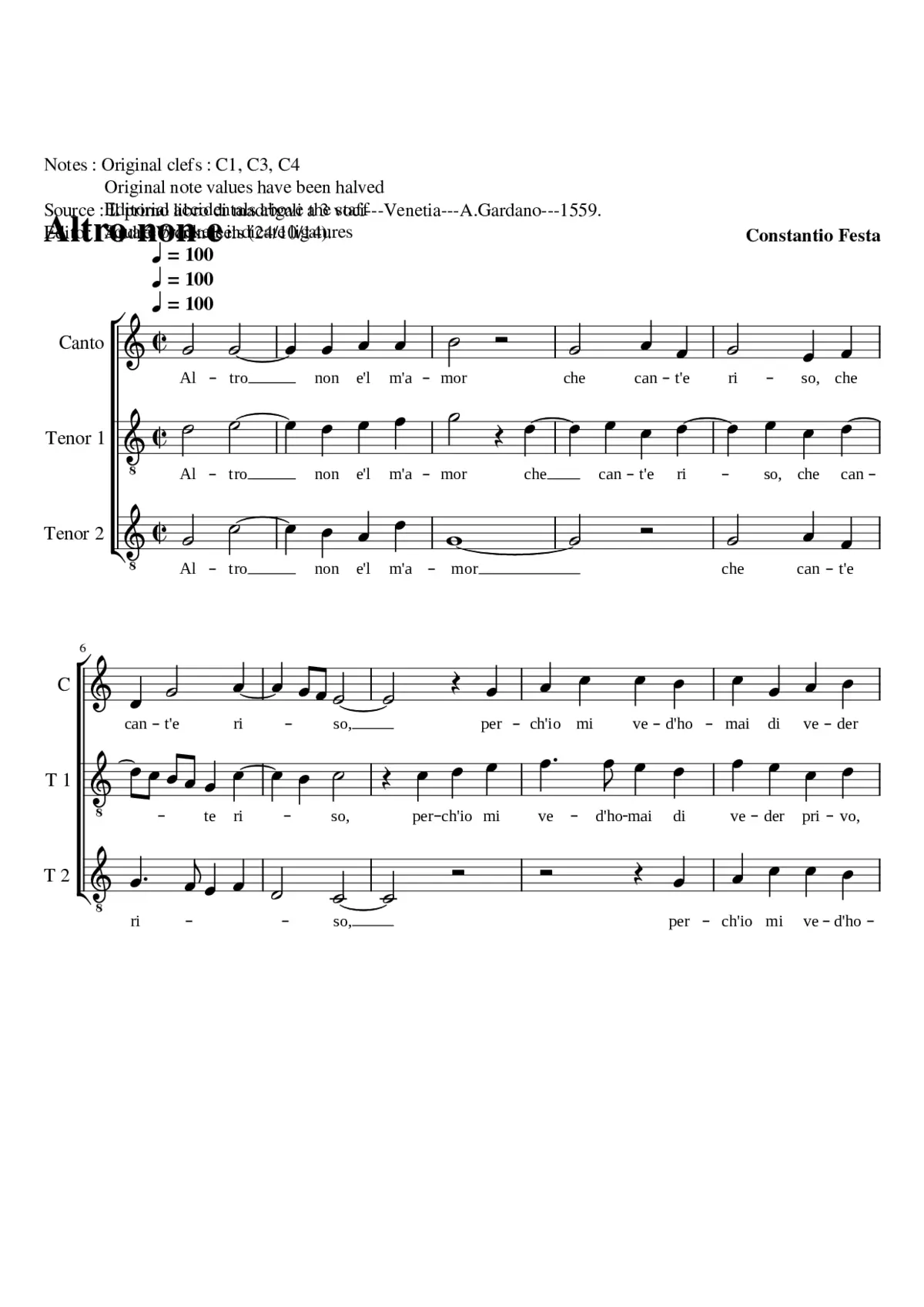 Altro non è'l mi'amor - Page 1