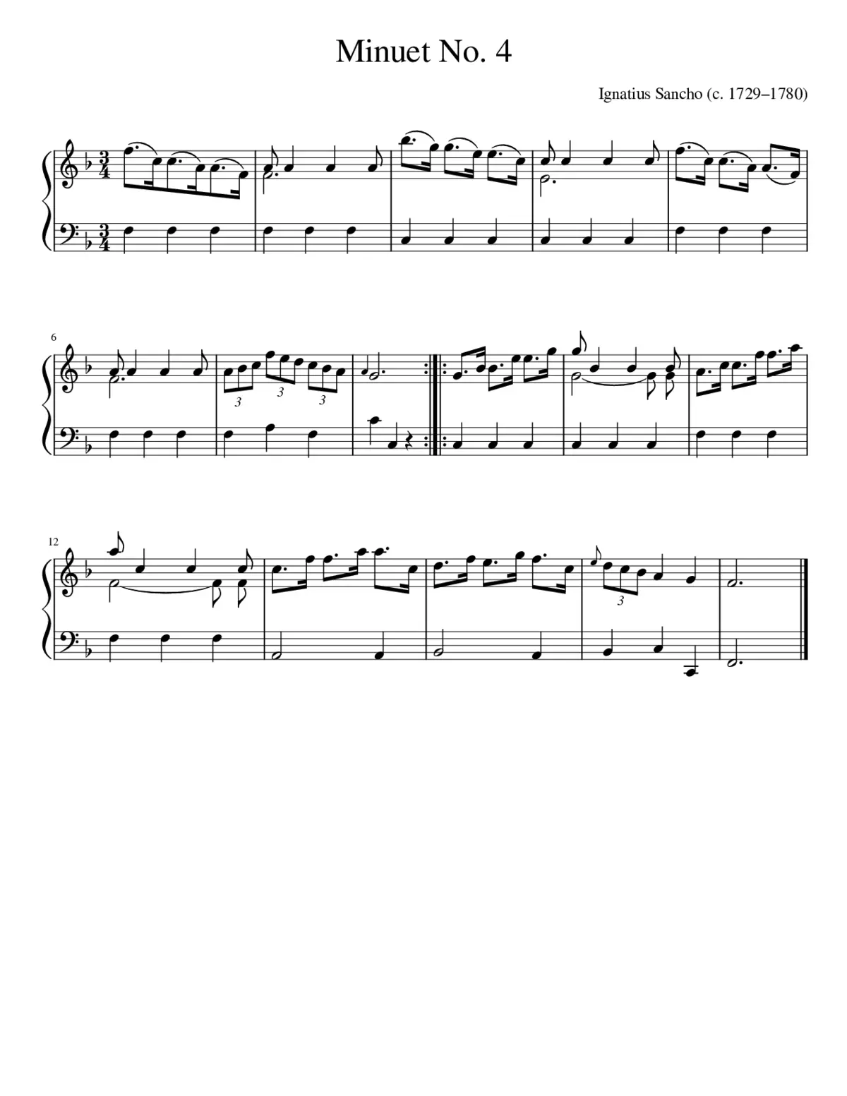 Minuets etc. for the Violin Mandolin German Flute and Harpsichord - Page 1