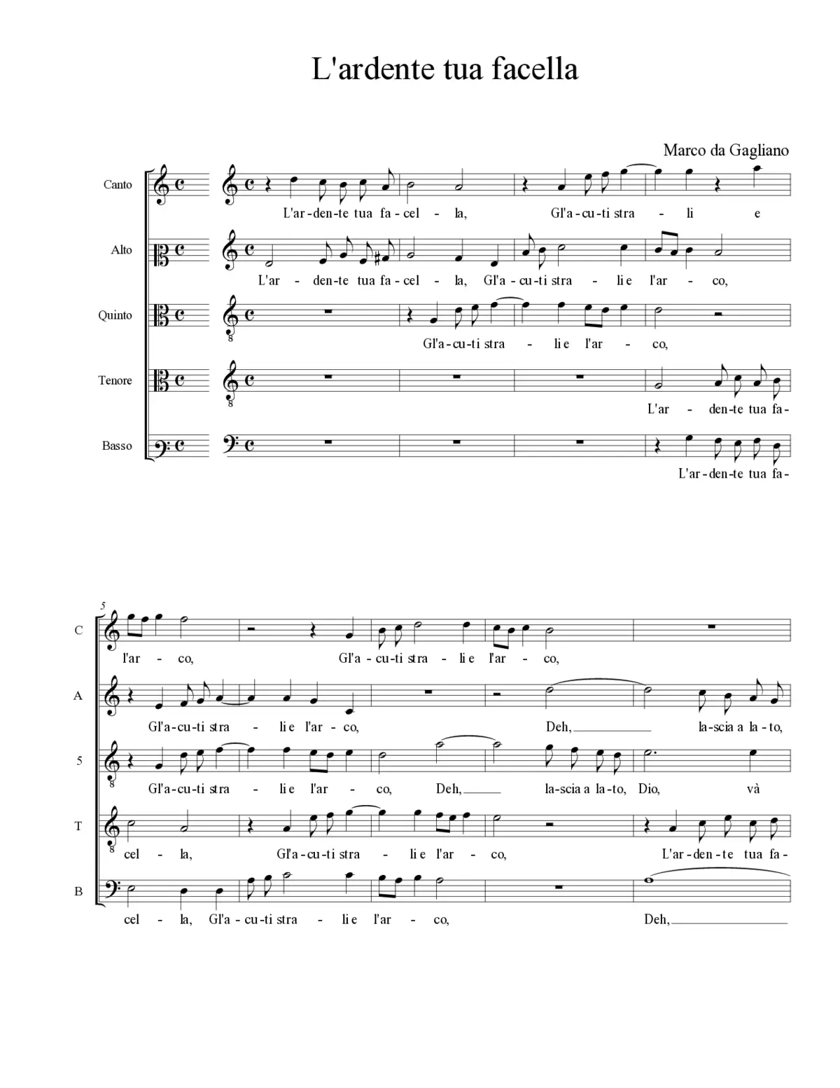 L'ardente tua facella - Page 1