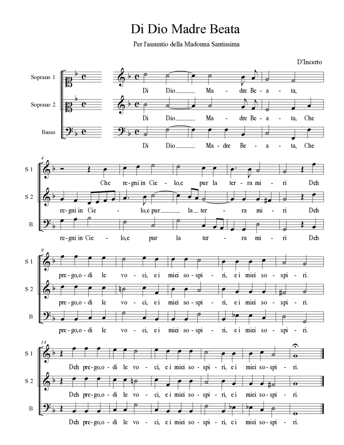 Di Dio Madre Beata - Page 1