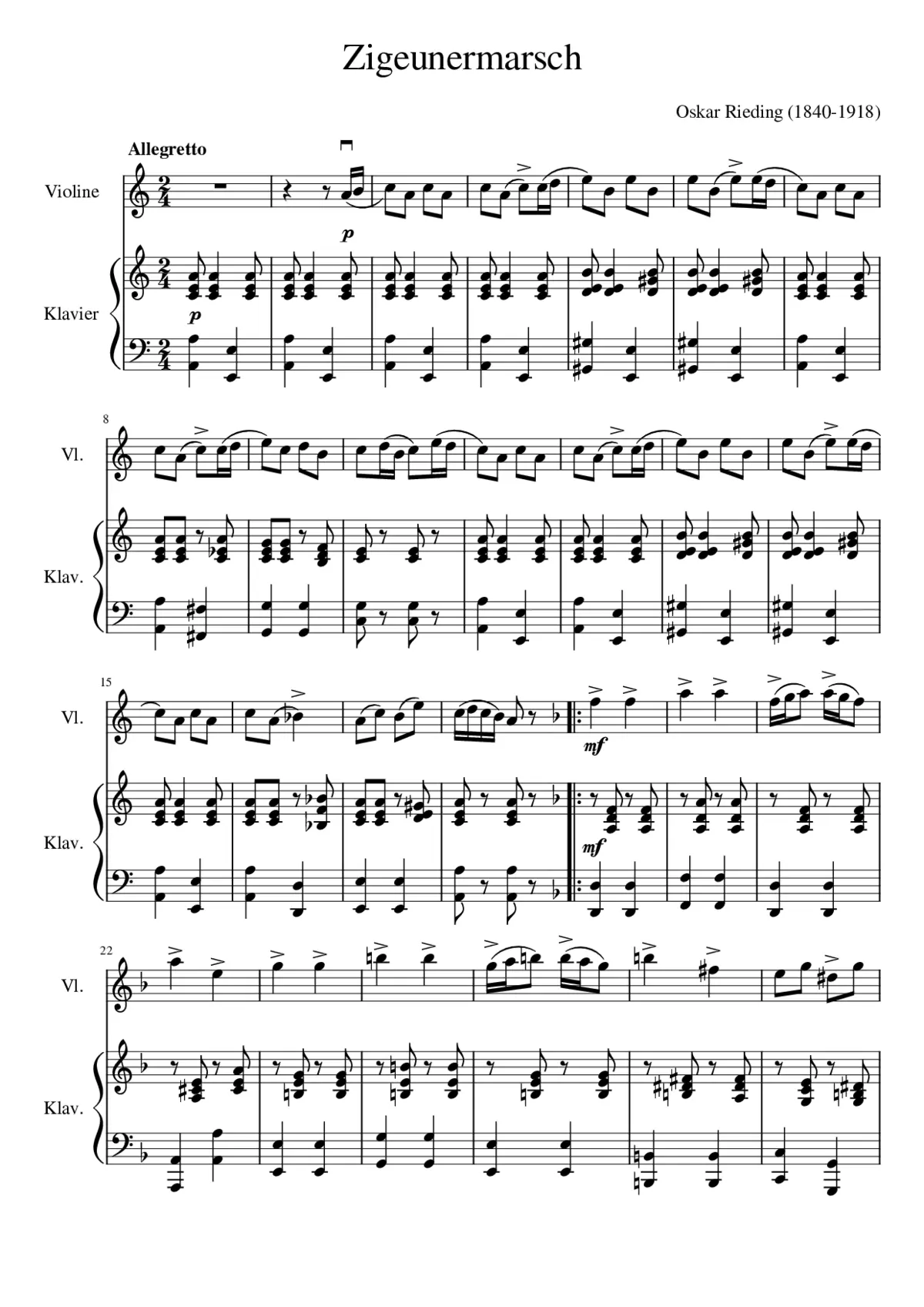 Maxglaner Zigeunermarsch - Page 1