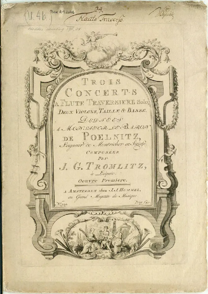 3 concerts a flute traversiere solo, deux violons, taille &amp; basse - Page 1