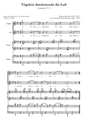 Vögelein durchrauscht die Luft, Op. 52, No. 13