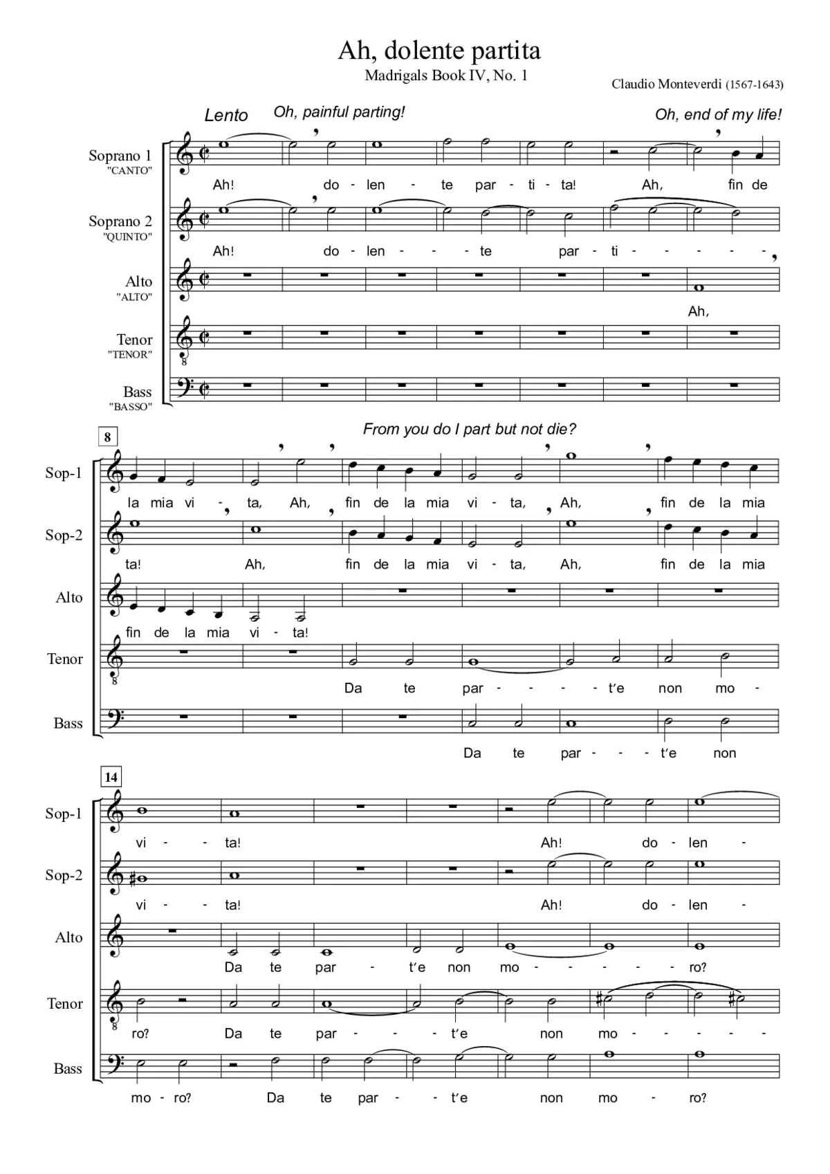 Ahi dolente partita - Page 1