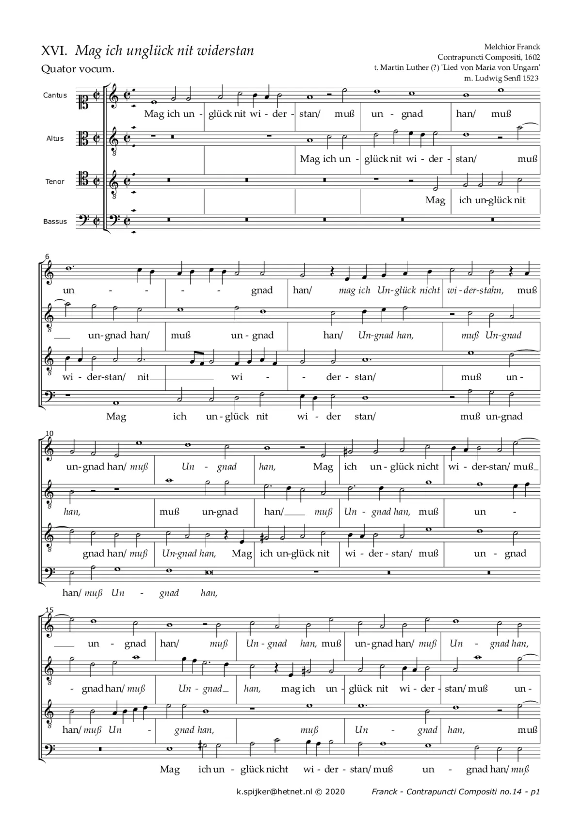 Mag ich Unglück nicht widerstahn - Page 1