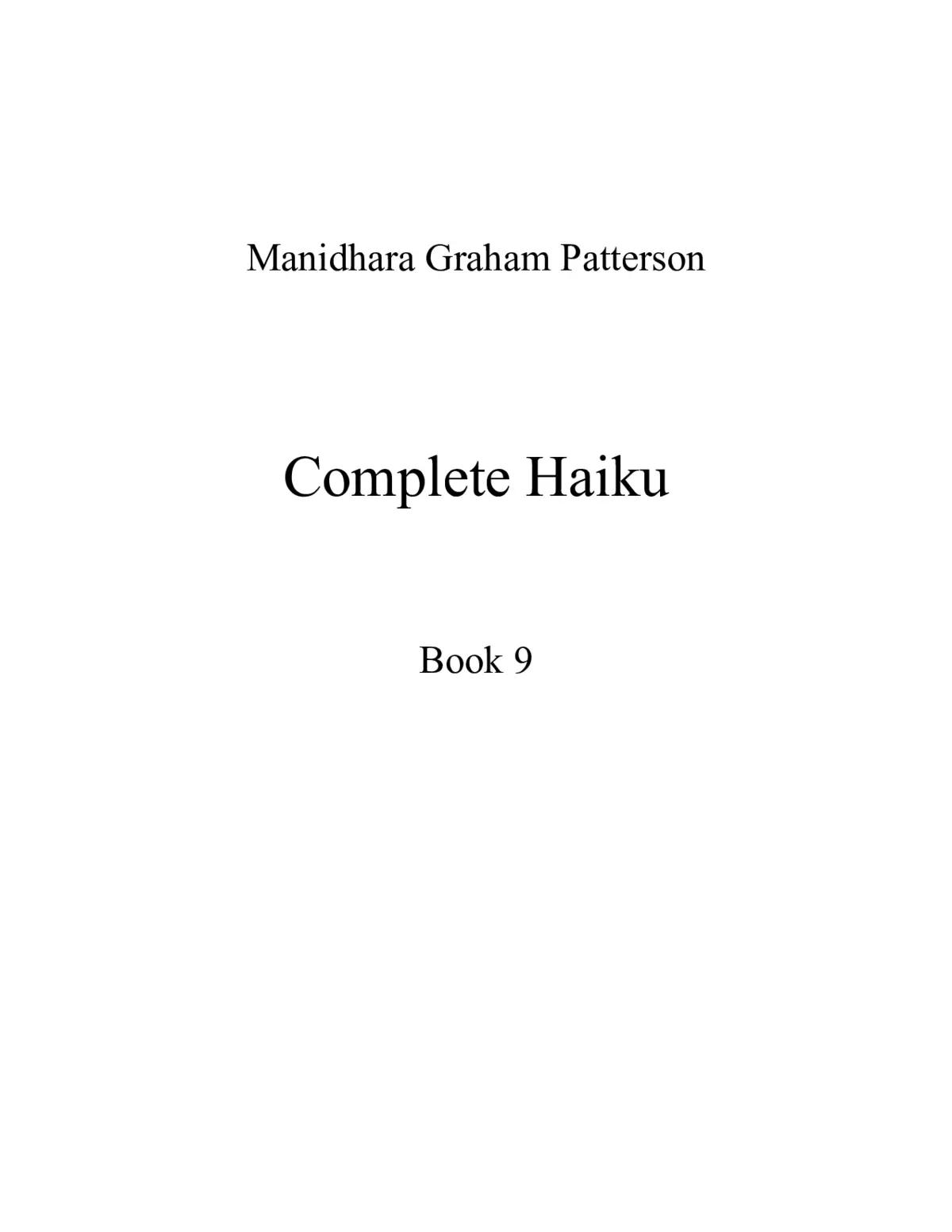 Haiku, Book 9 - Page 1