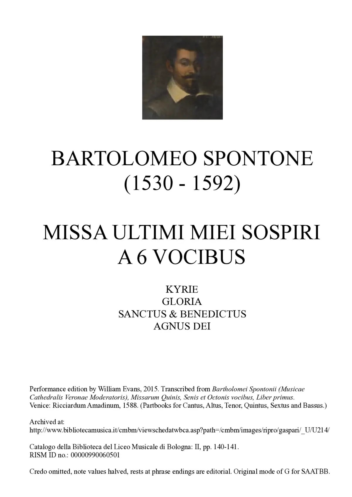 Missa Ultimi miei sospiri - Page 1