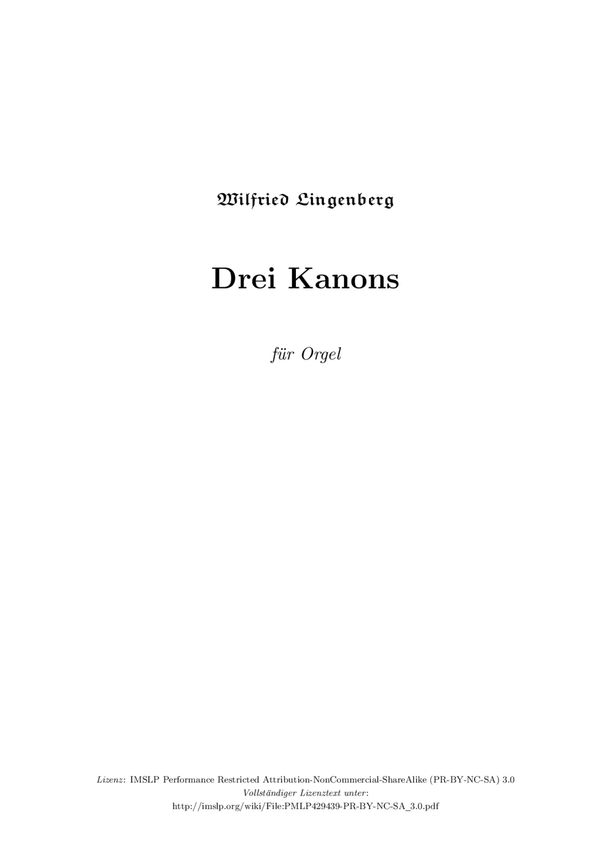 3 Kanons für Orgel - Page 1