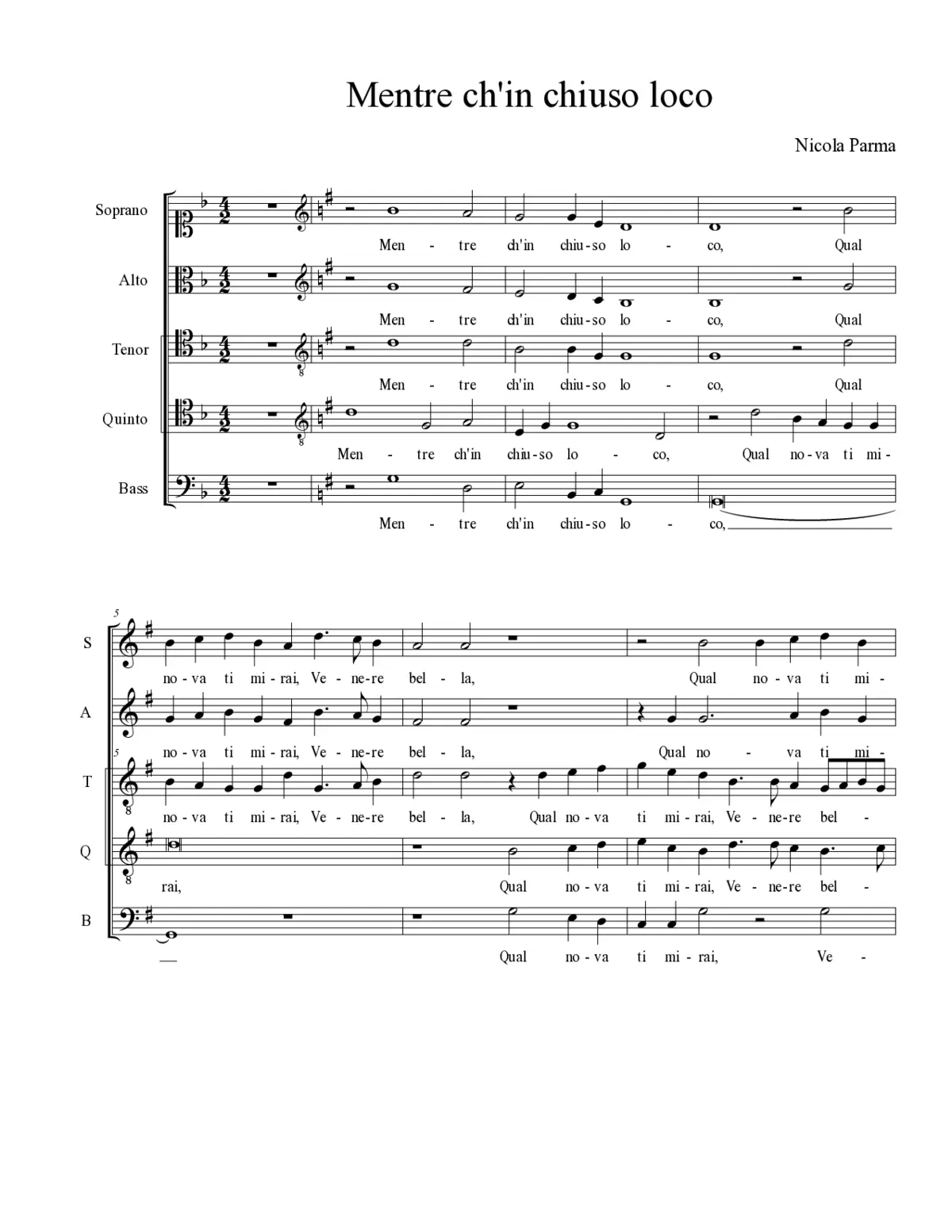 Mentre ch'in chiuso loco - Page 1