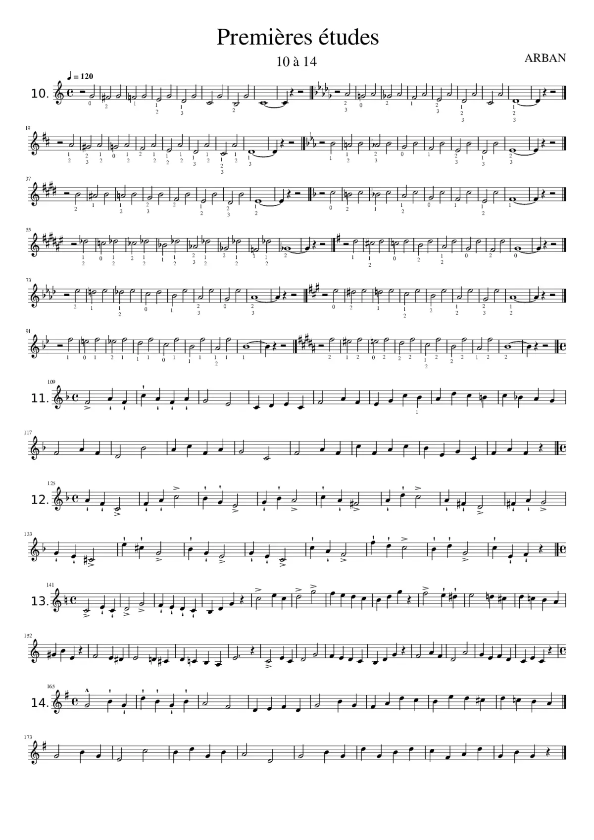 ARBAN 1 10a14 Premieres etudes - Page 1