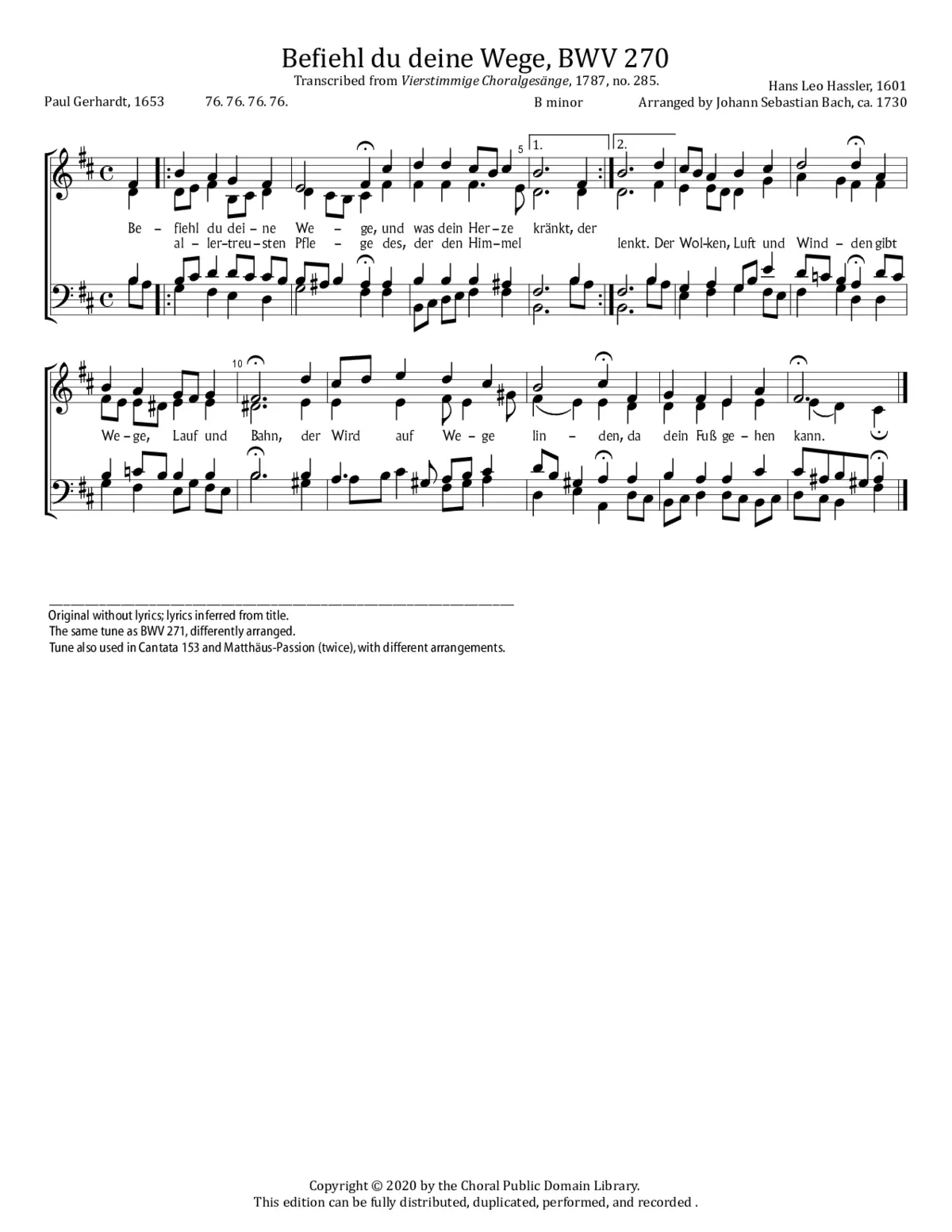 Befiehl du deine Wege, BWV 270 - Page 1