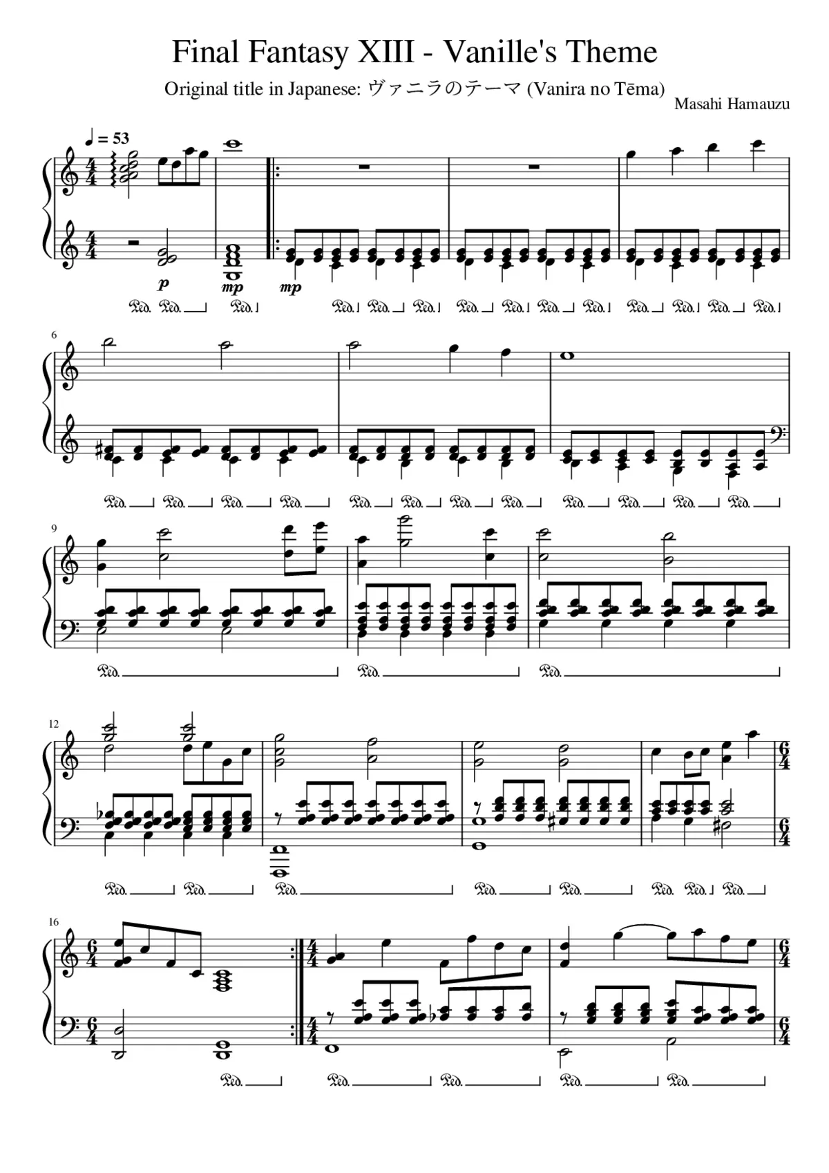 Final Fantasy XIII - Vanille's Theme - Page 1
