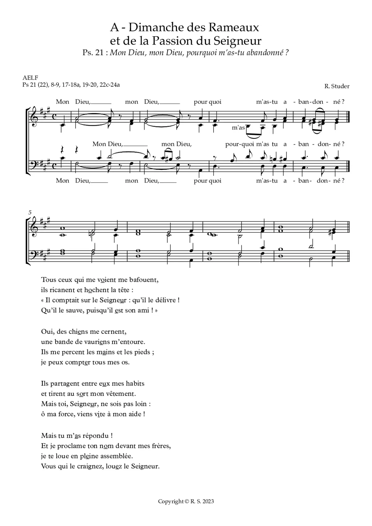 Dimanche des Rameaux et de la Passion, Ps. 21 : Mon Dieu, mon Dieu, pourquoi m'as-tu abandonné ? - Page 1