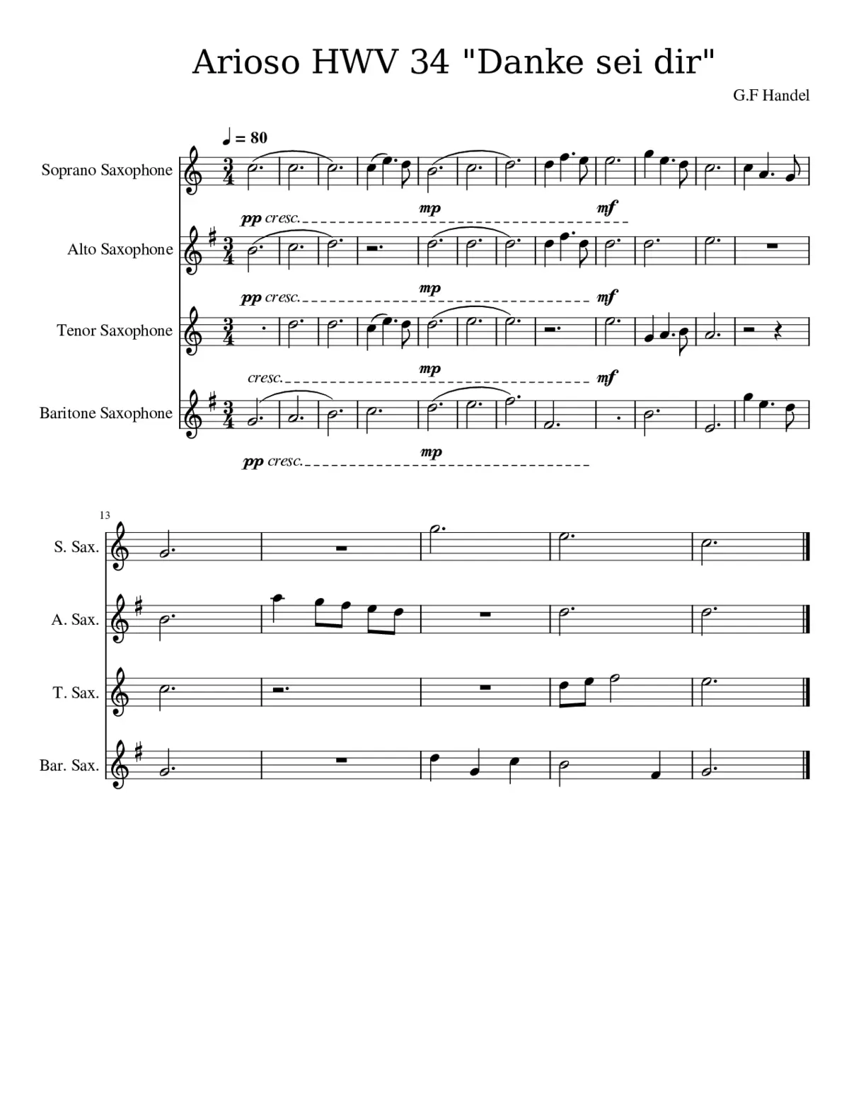 Thanks Be To Thee (Arioso) by G.F Handel - Page 1
