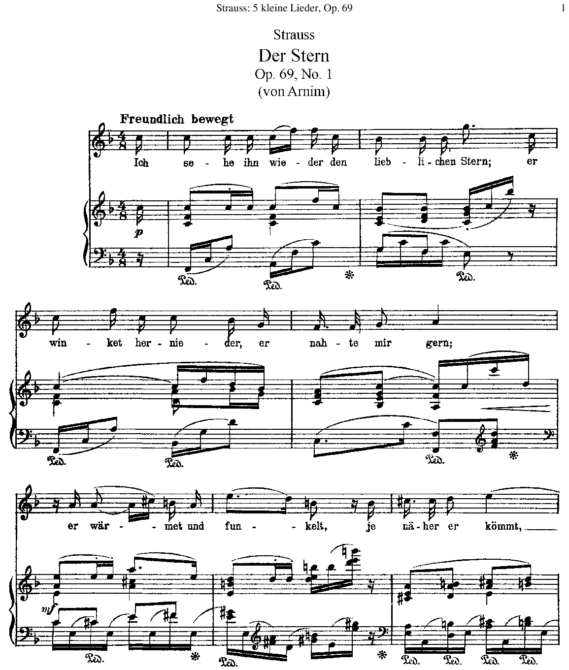 5 kleine Lieder nach Gedichten von Achim von Arnim und Heinrich Heine - Page 1