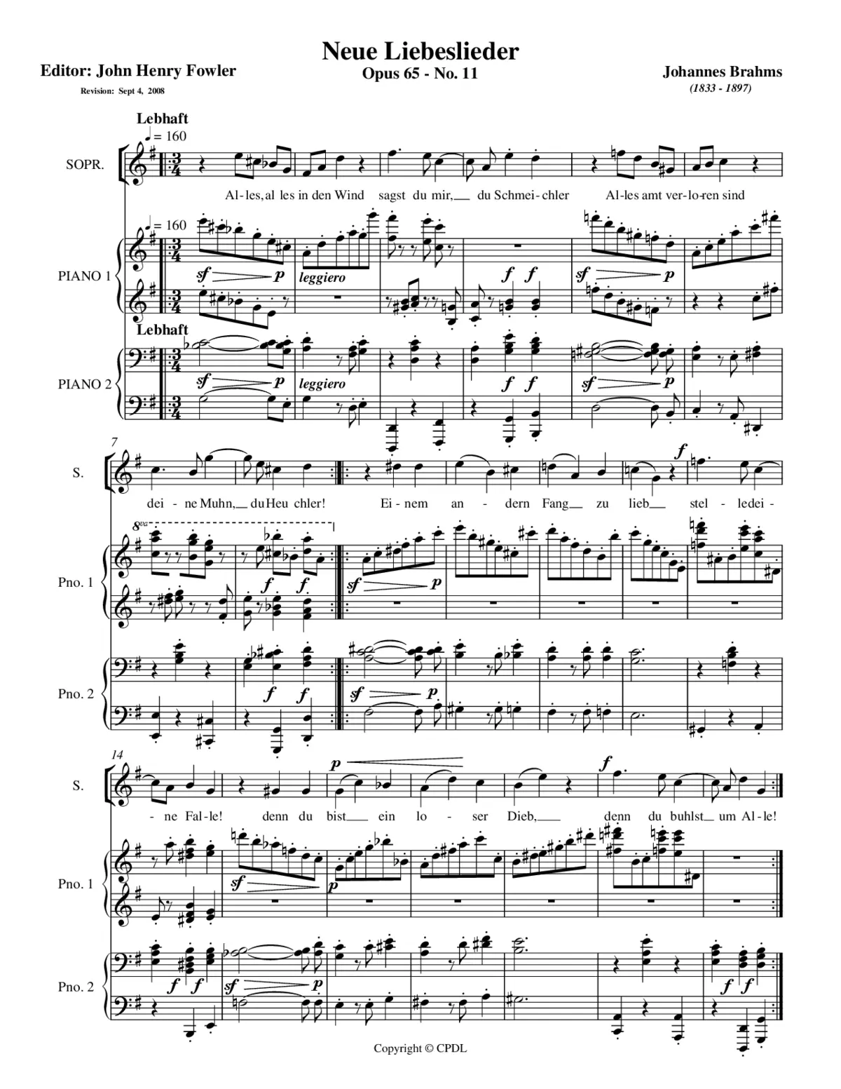 Alles, alles in den Wind, Op. 65, No. 11 - Page 1