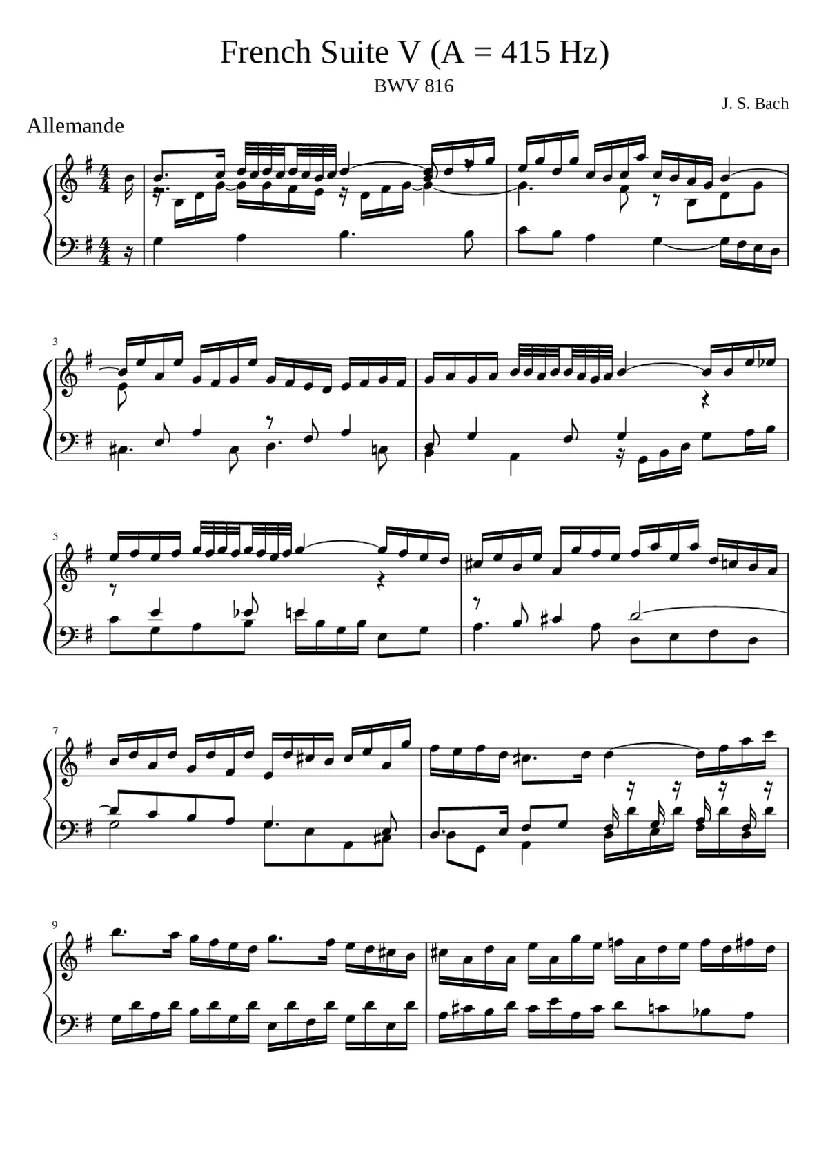 French Suite No.5 in G major BWV 816 - Page 1