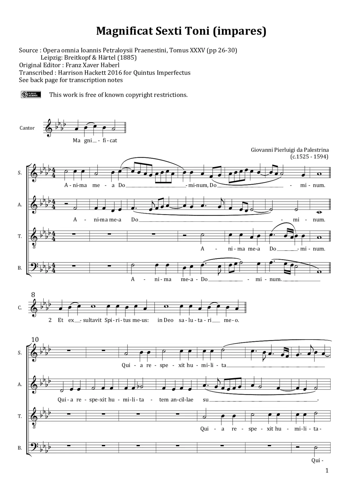 Magnificat sexti toni a 4, impares - Page 1