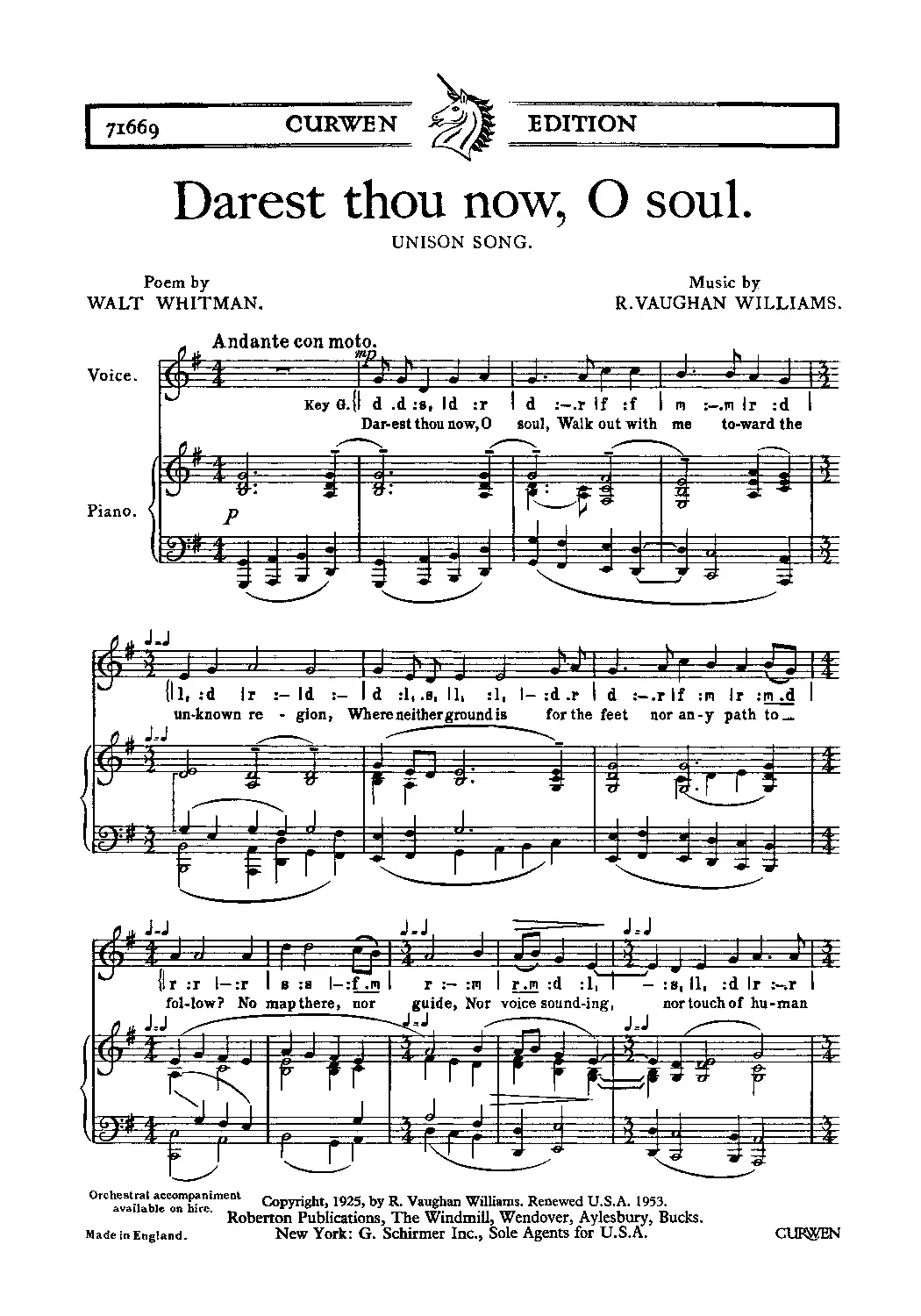 Darest Thou Now, O Soul - Page 1