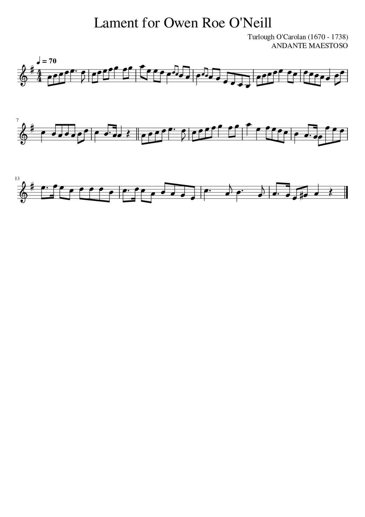 Lament For Owen Roe O'Neill - Page 1