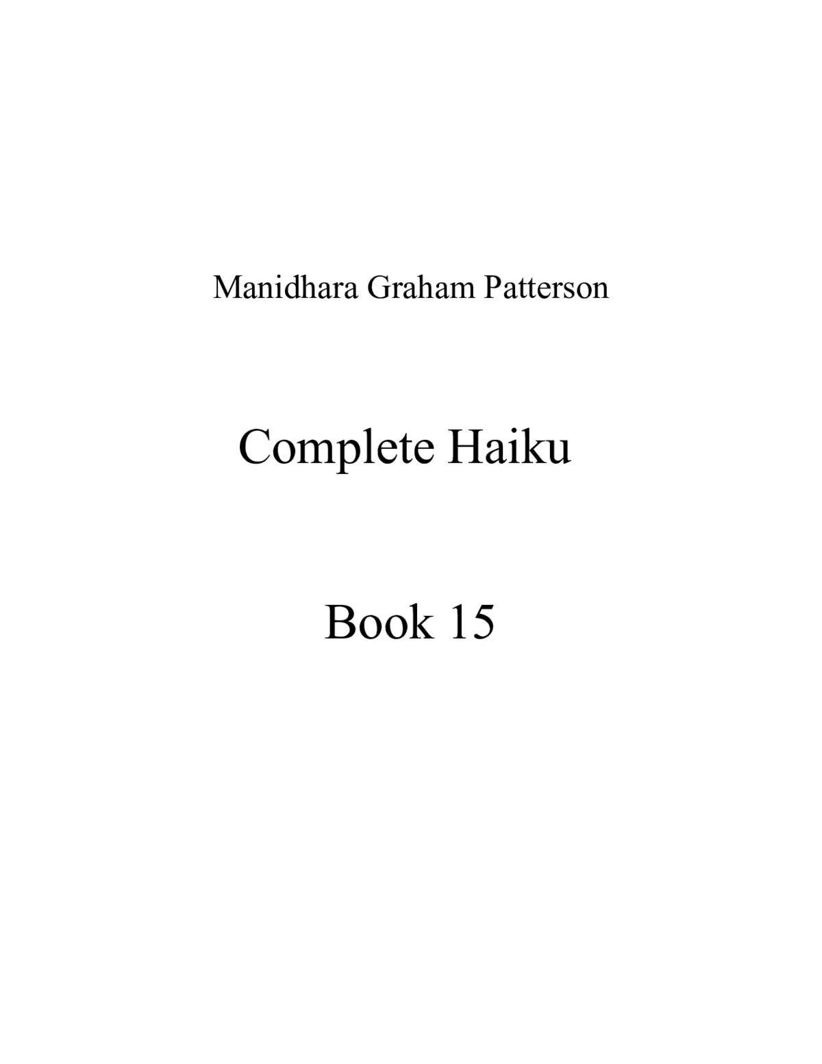 Haiku, Book 15 - Page 1