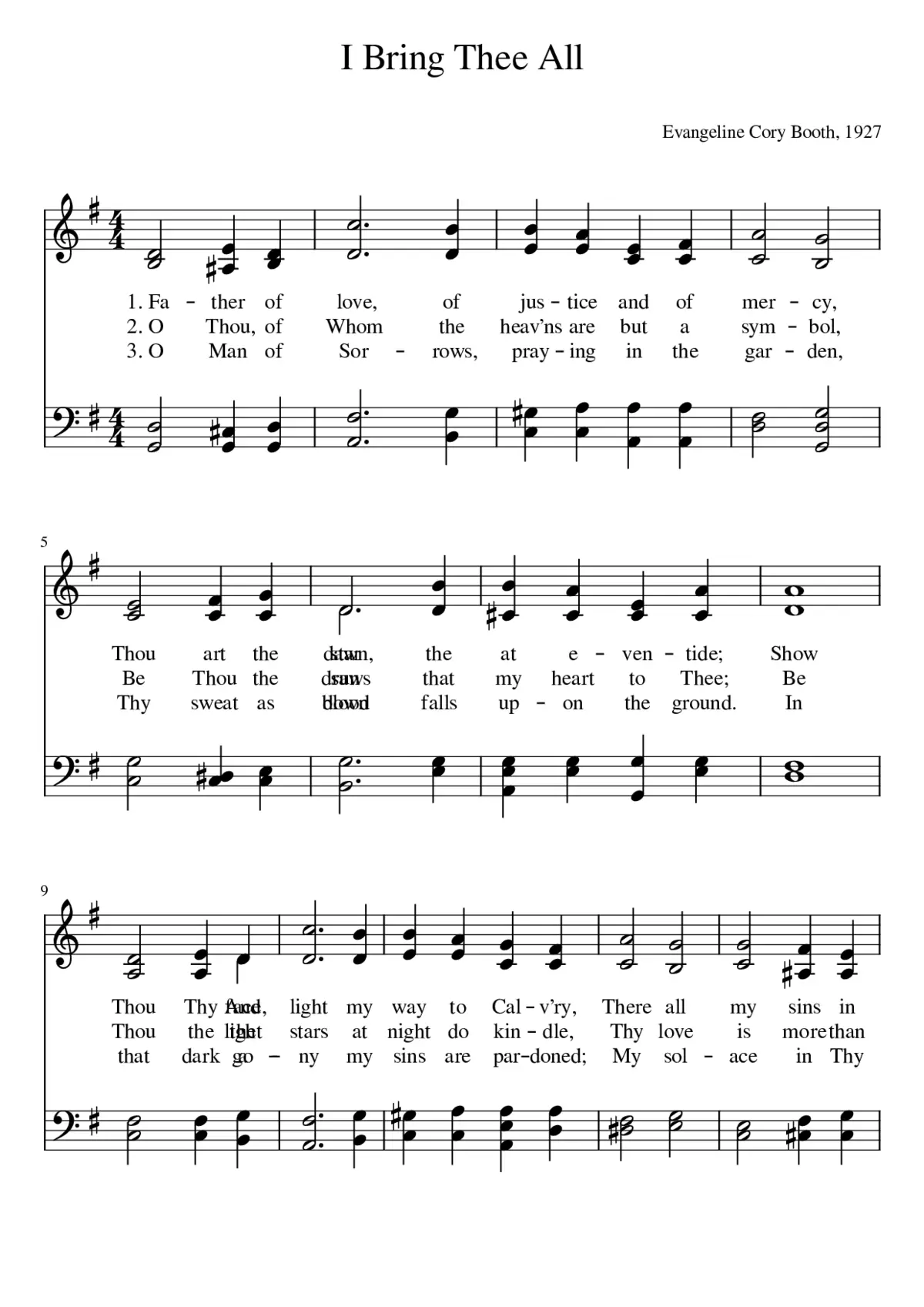 Father of love of justice and of mercy - Evangeline Cory Booth - Page 1