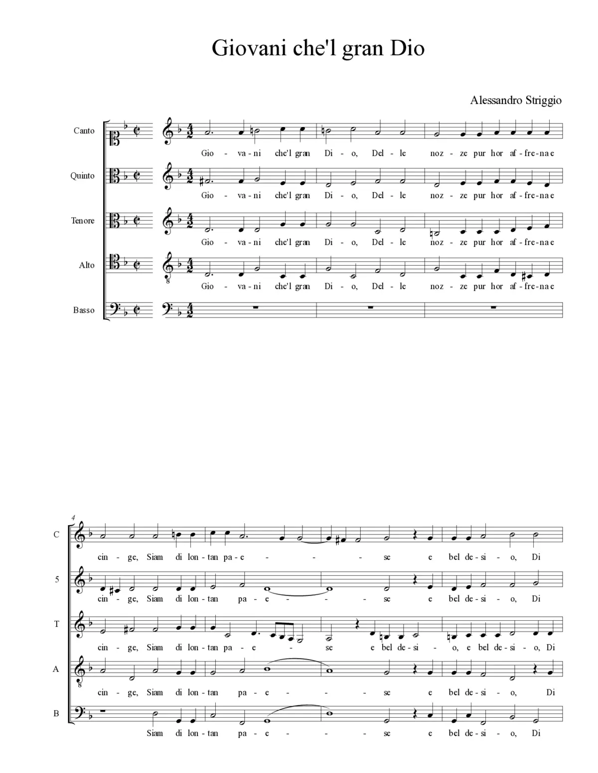 Giovani che'l gran Dio - Page 1