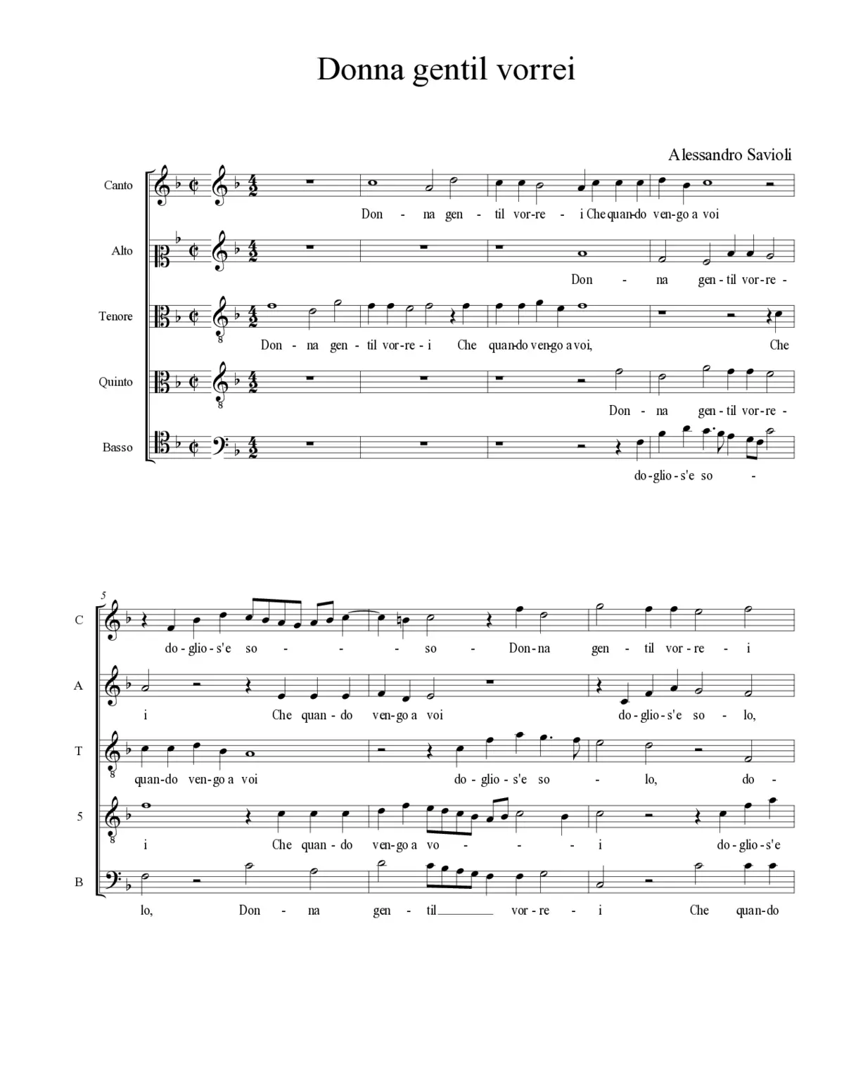 Donna gentil vorrei - Page 1