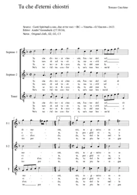 Tu che d'eterni chiostri