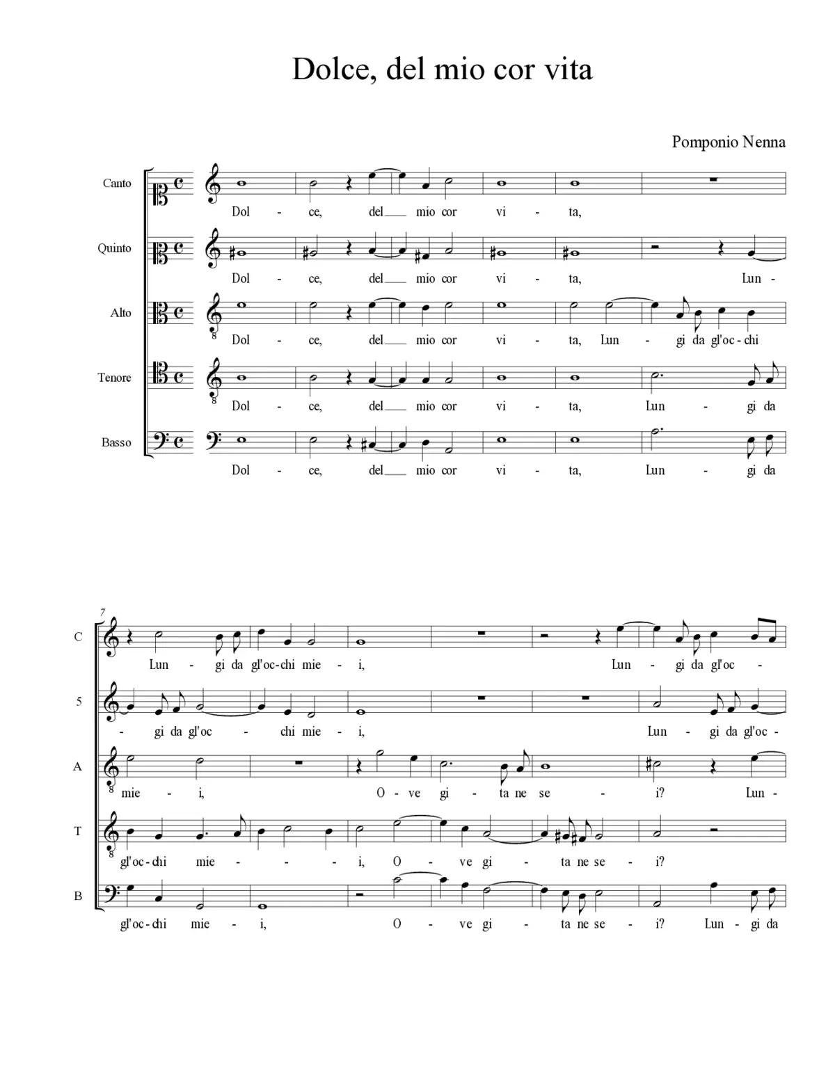 Dolce, del mio cor vita - Page 1