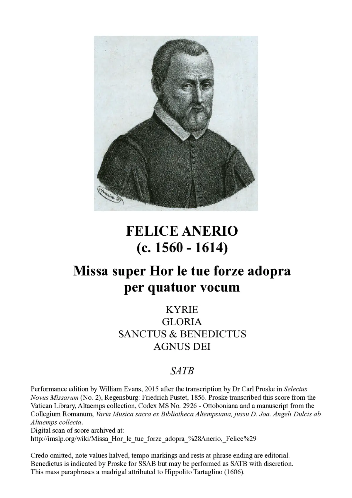 Missa super Hor le tue forze adopra per quatuor vocum - Page 1