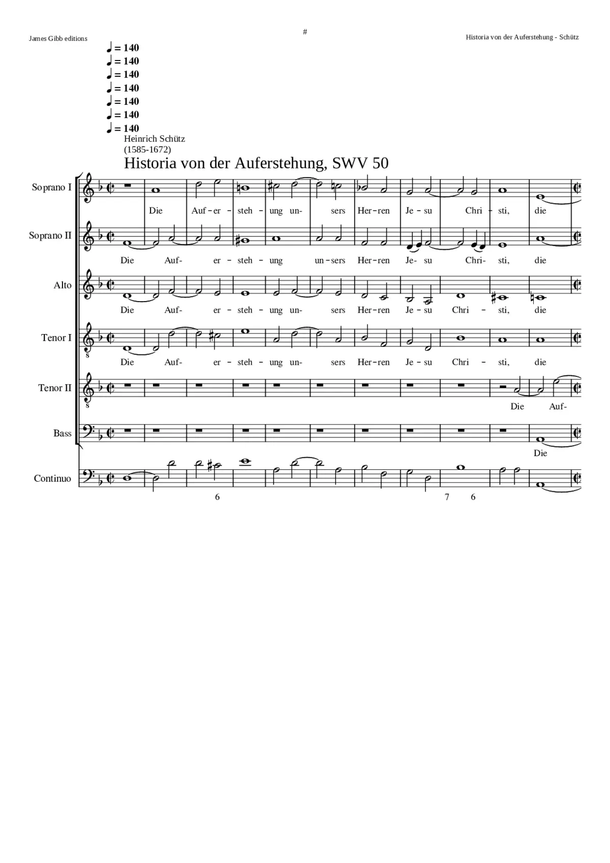 Historia der fröhlichen und siegreichen Auferstehung unseres einigen Erlösers und Seligmachers Jesu Christi Op. 3 SWV 50 - Page 1