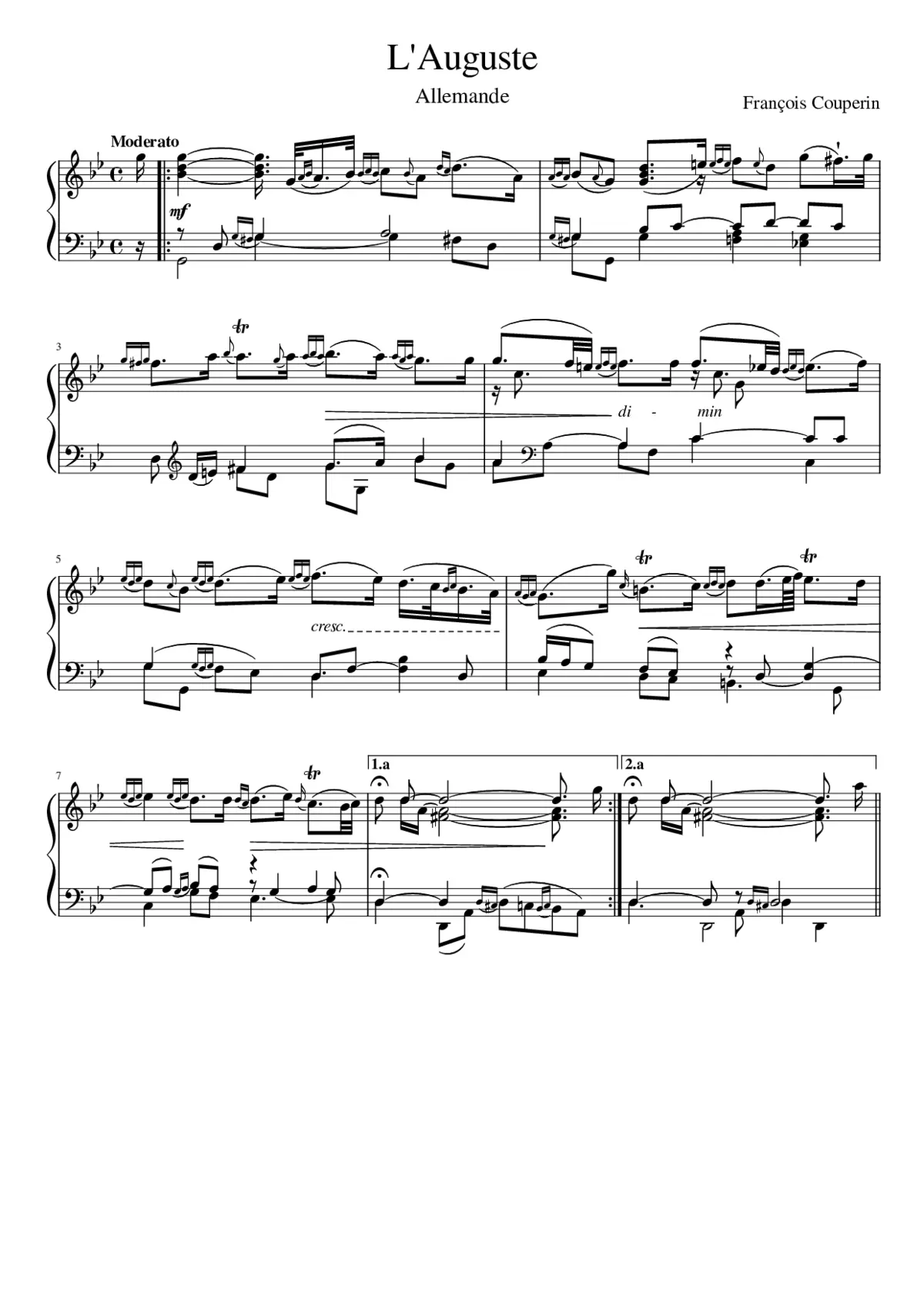 Pièces de Clavecin Premier Ordre L'Auguste 1 - Page 1