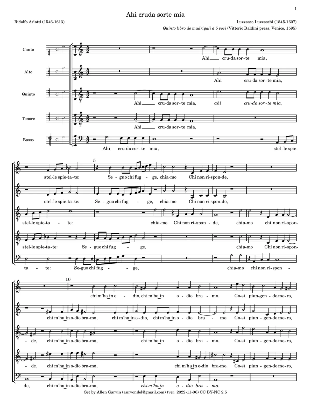 Ahi cruda sorte mia - Page 1