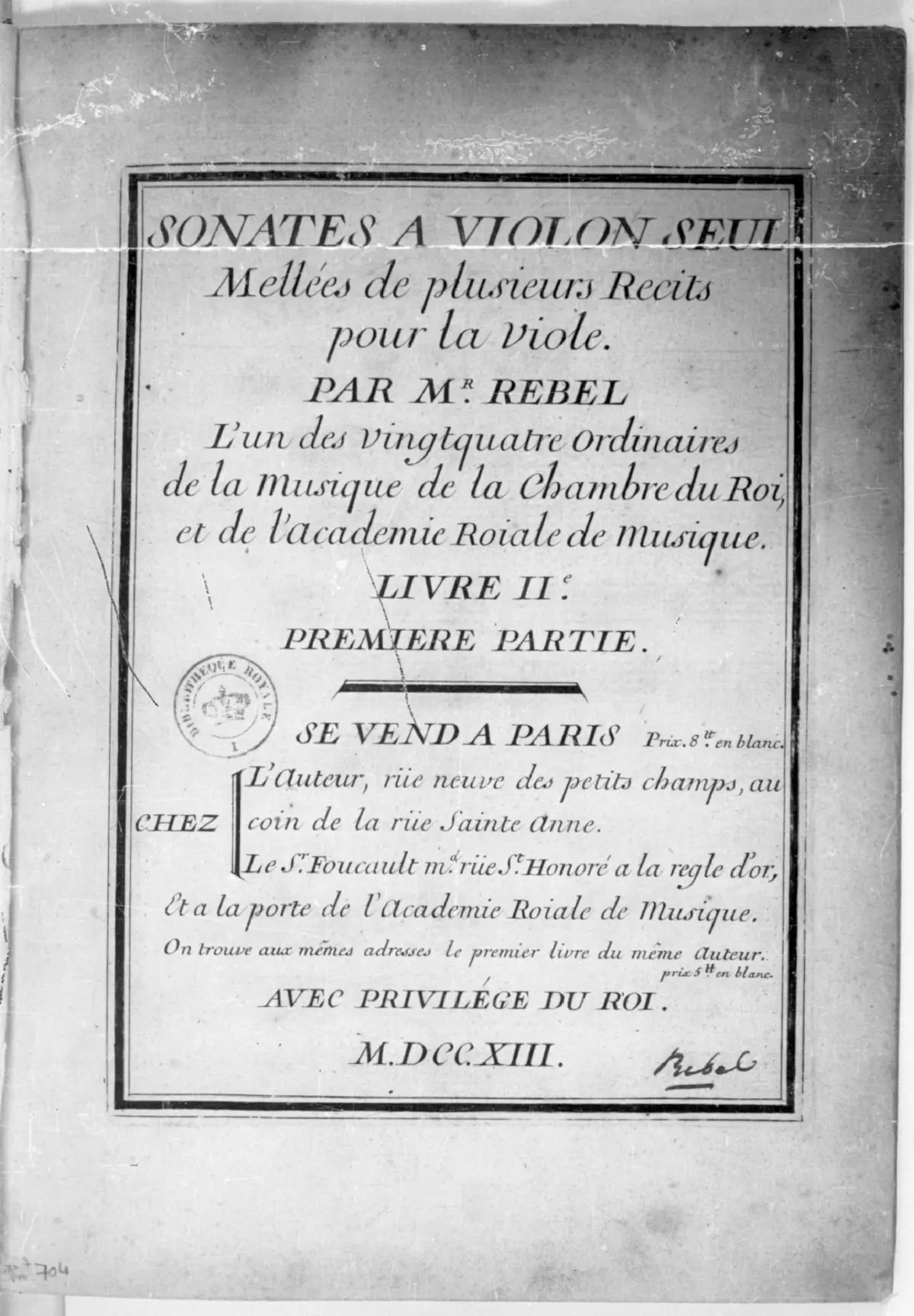 Sonates à Violon seul mellées de plusieurs Recits pour la Viole - Page 1
