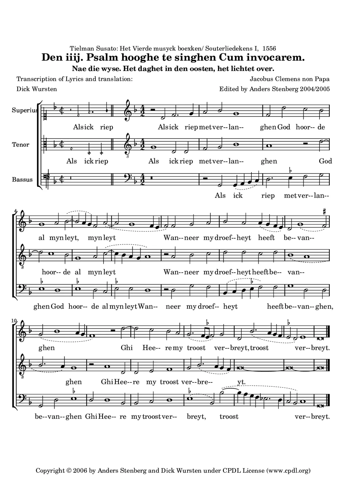 Als ick riep met verlanghen (Psalm 4) - Page 1