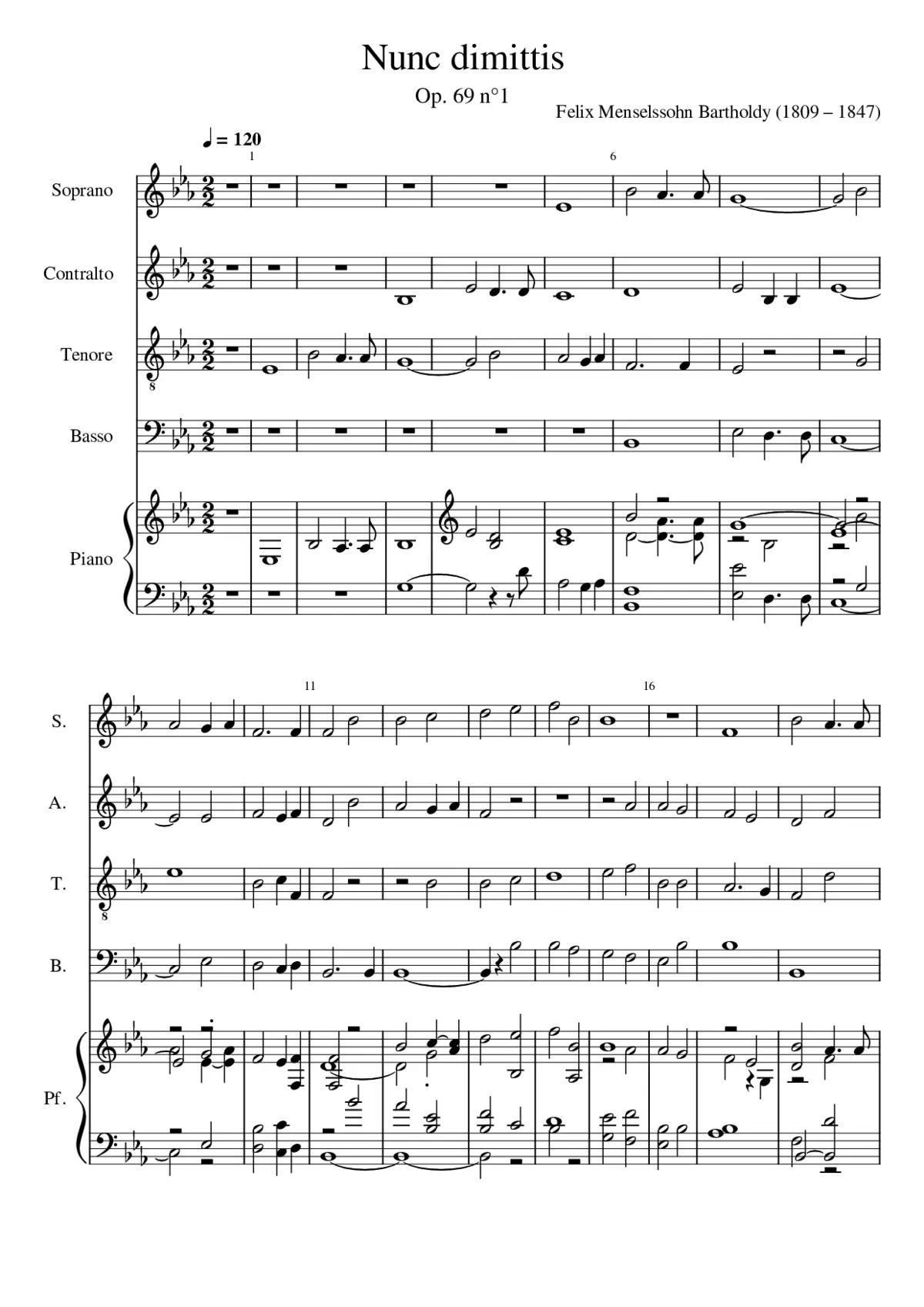 Op. 69 No. 1 Nunc dimittis Felix Mendelssohn Bartholdy - Page 1