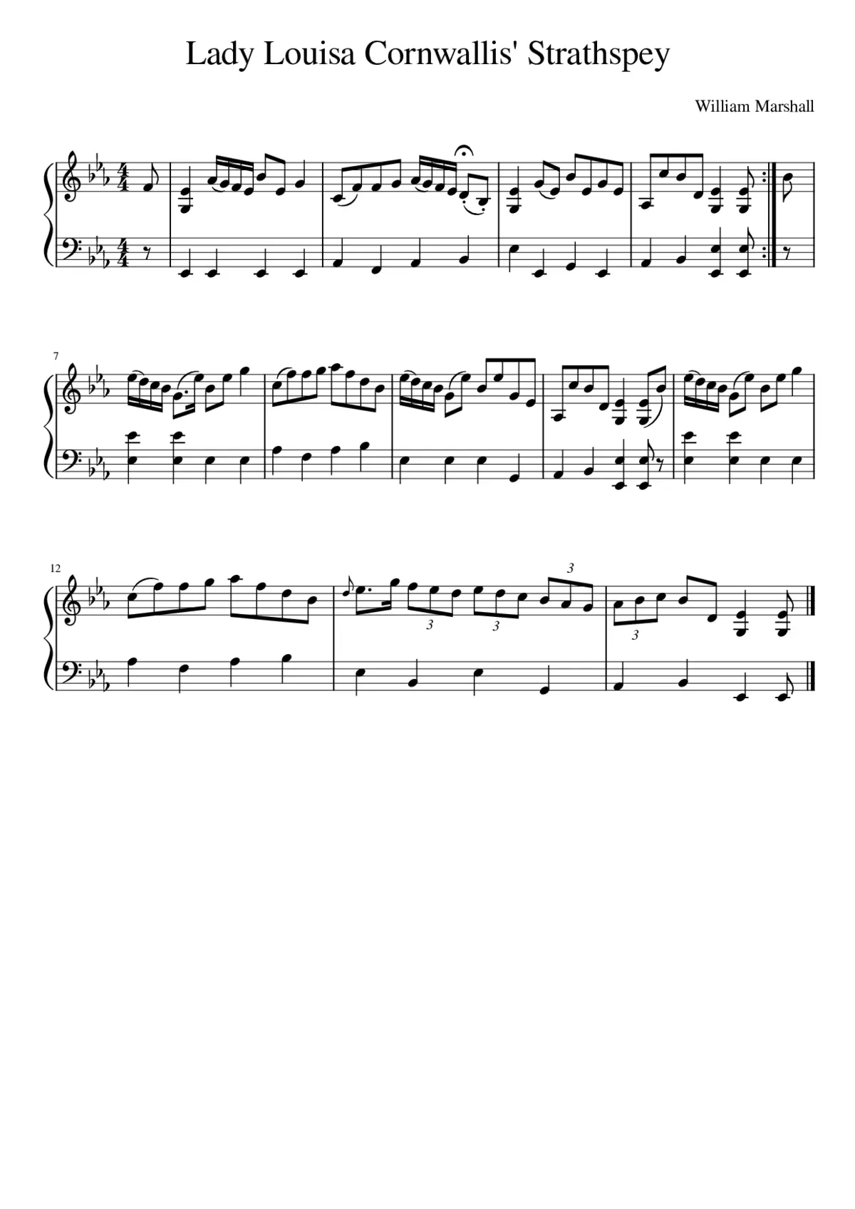 Lady Louisa Cornwallis' Strathspey - Page 1